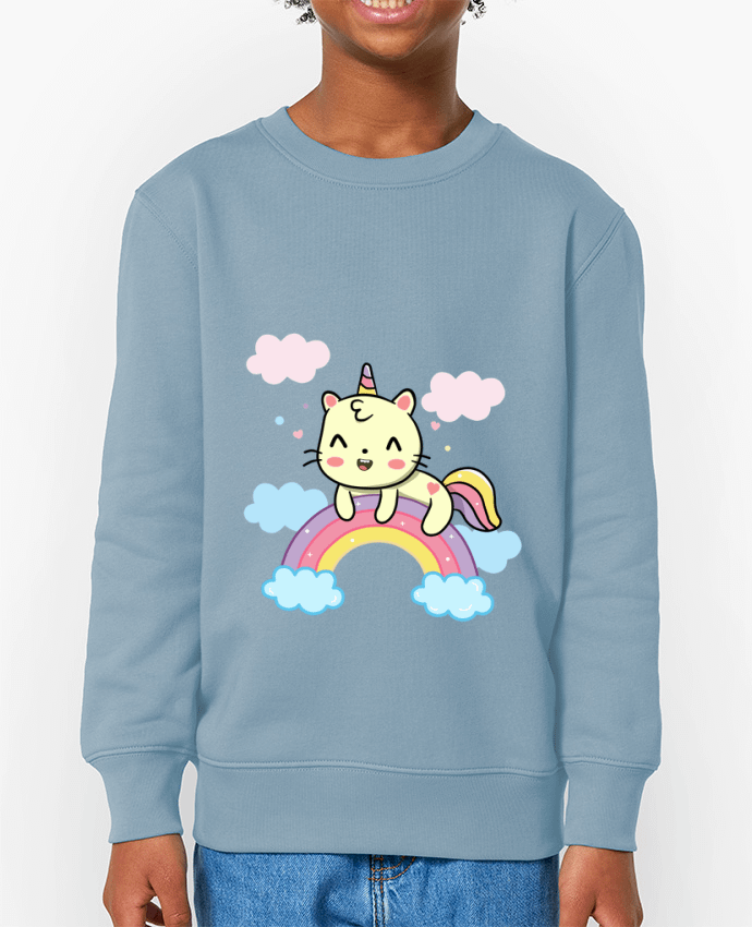 Sweat-shirt enfant Gato Feliz sobre Arcoiris Par  MaaxLoL