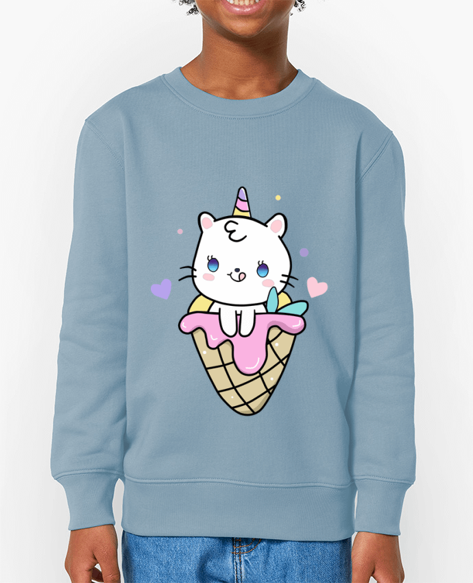 Sweat-shirt enfant Gato Unicornio Helado Cucurucho Par  MaaxLoL