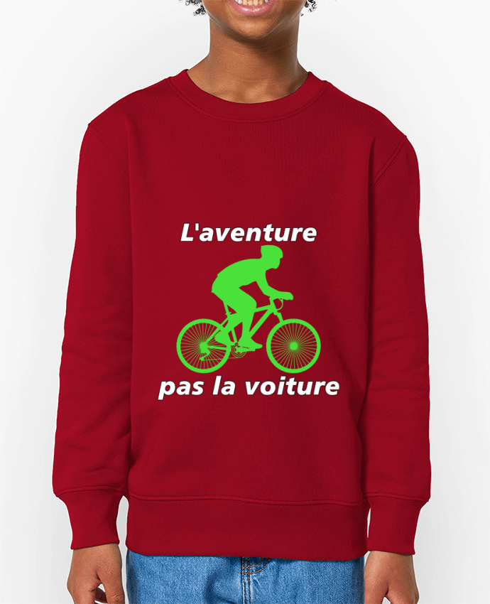 Sweat-shirt enfant L'aventure pas la voiture avec vélo vert Par  LV-CREATOR