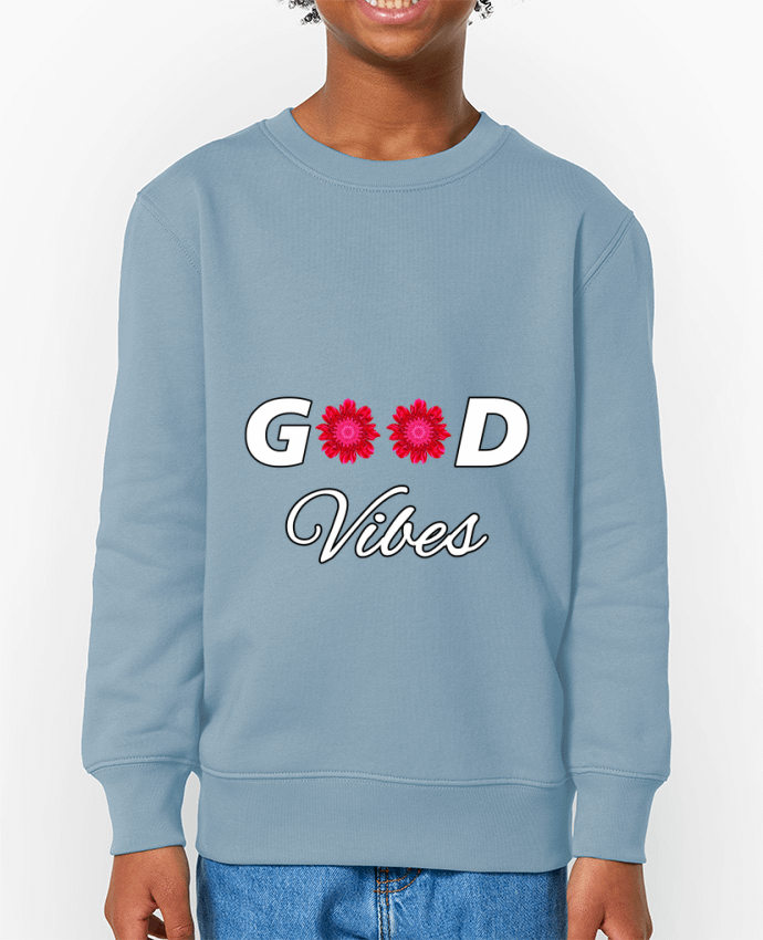 Sweat-shirt enfant Good Vibes avec Fleurs Roses et Rouges Par  LV-CREATOR
