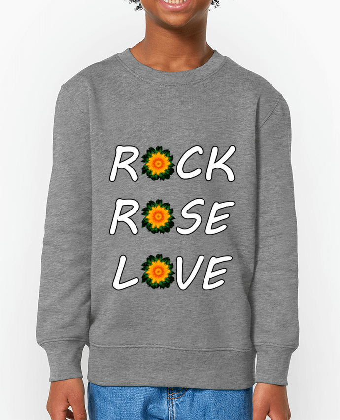 Sweat-shirt enfant Rock, Rose, Love avec fleurs Oranges et Vertes Par  LV-CREATOR