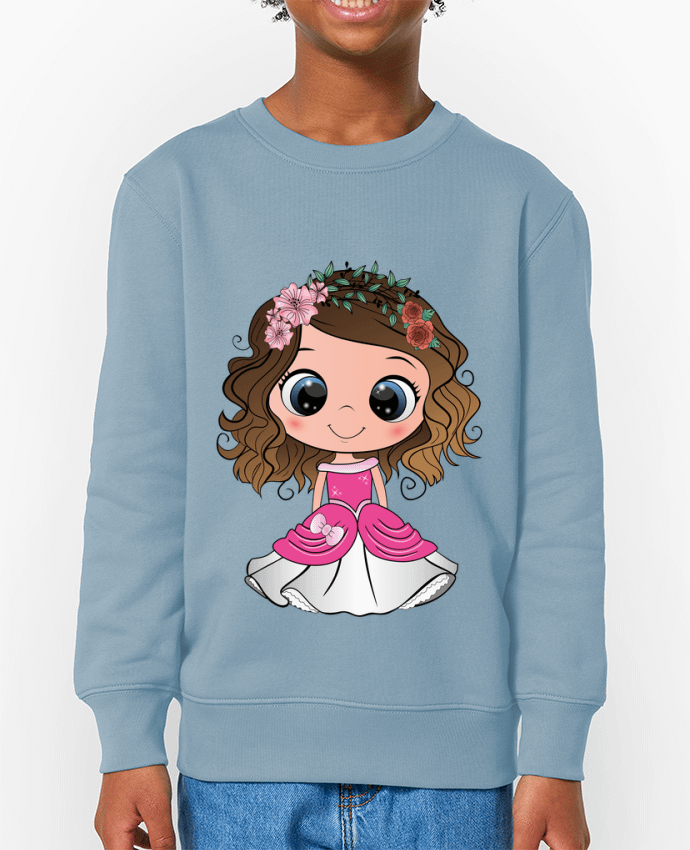 Sweat-shirt enfant Princesse brune aux yeux bleus Par  EmmaCreation