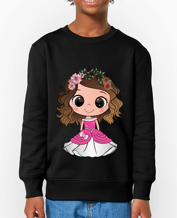 Sweat-shirt enfant Princesse brune aux yeux bruns avec une robe rose Par  EmmaCreation