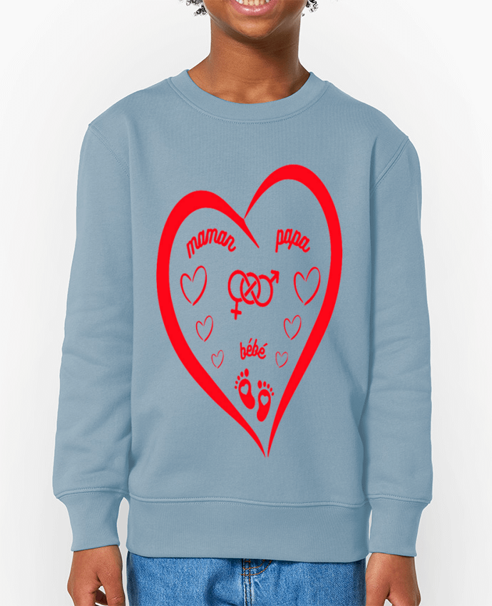 Sweat-shirt enfant NAISSANCE BEBE COEUR ROUGE DE FAMILLE MAMAN PAPA BEBE Par  LIAMRIVIERART
