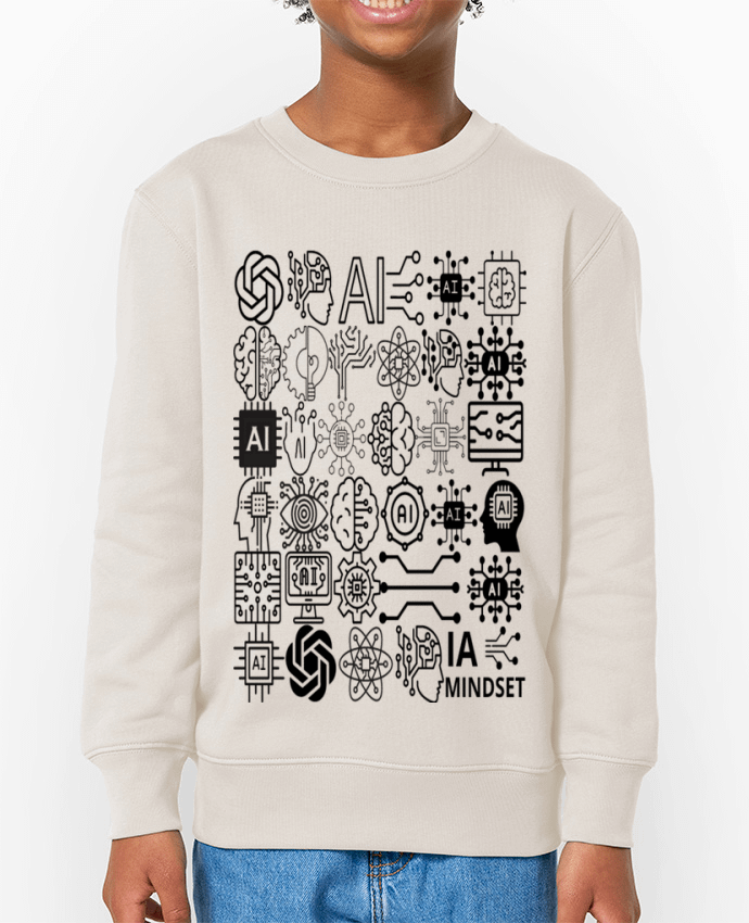 Sweat-shirt enfant INTELLIGENCE ARTIFICIELLE MOTIF NOIR ET BLANC IA MINDSET AI Par  LIAMRIVIERART