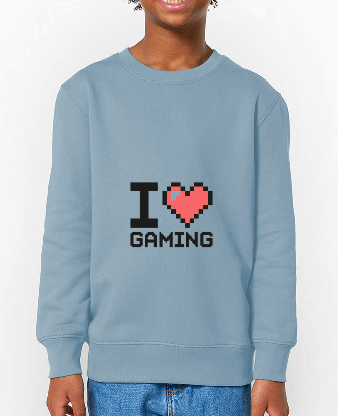 Sweat-shirt écoresponsable à col rond enfant I LOVE GAMING Par  Mr moutön