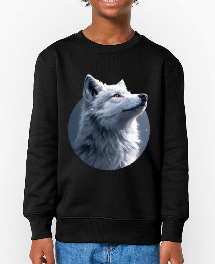 Sweat-shirt enfant Illustration de Loup Blanc Par  KronoArt