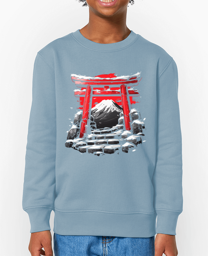 Sweat-shirt enfant Temple Japonnais et Mont Fuji Par  KronoArt