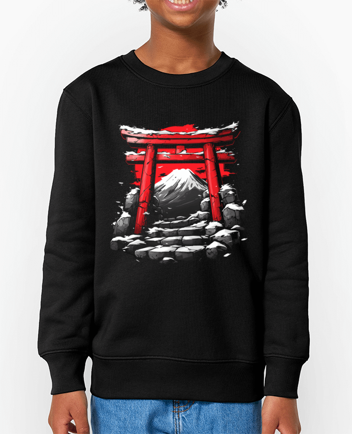 Sweat-shirt enfant Temple Japonnais et Mont Fuji Par  KronoArt