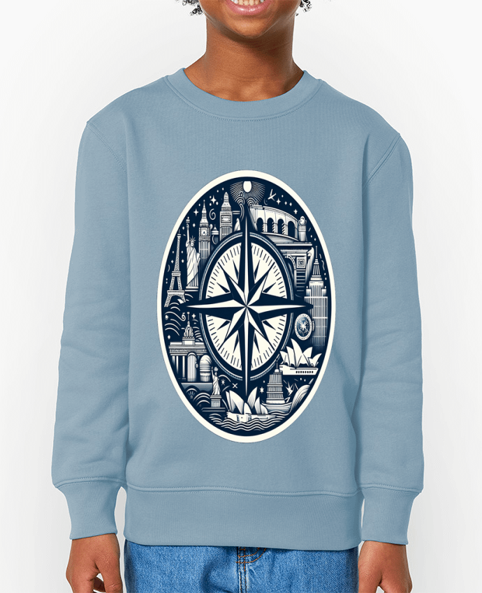 Sweat-shirt écoresponsable à col rond enfant L'étoile du monde Par  Killmooze