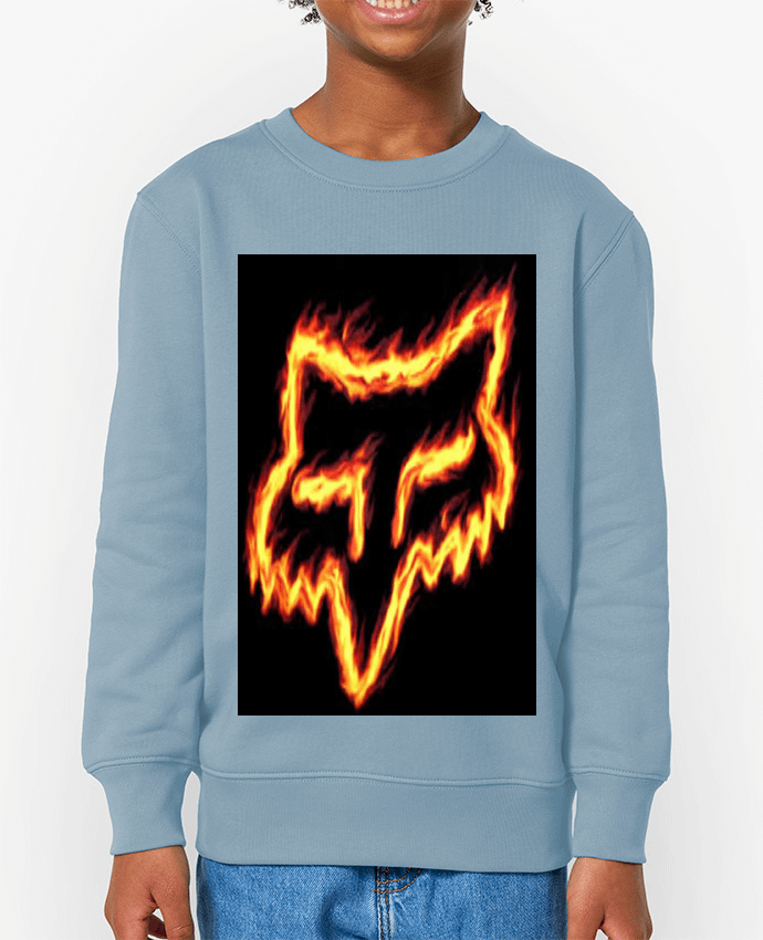 Sweat-shirt écoresponsable à col rond enfant Renard de feu Par  PopsQc