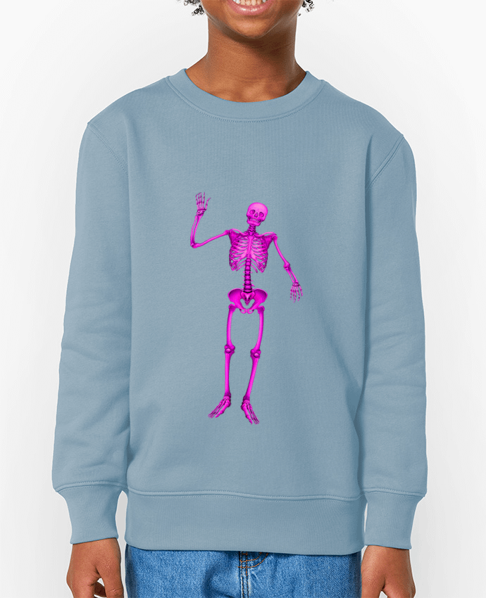 Sweat-shirt enfant Squelette violet salut sur fond noir Par                                