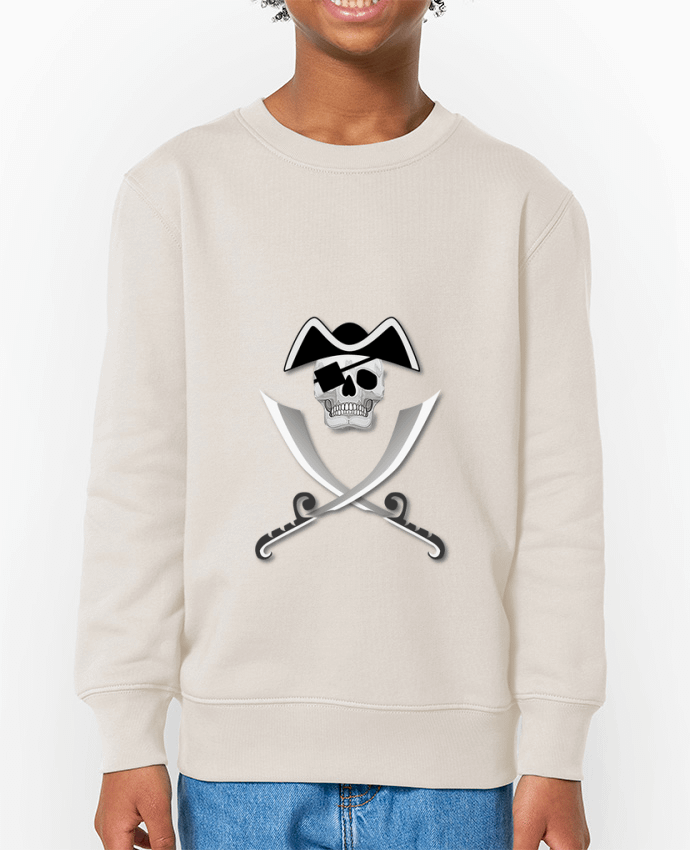 Sweat-shirt enfant Pirate blanc, crâne, tête de mort, avec sabre spécial Haloween Par               