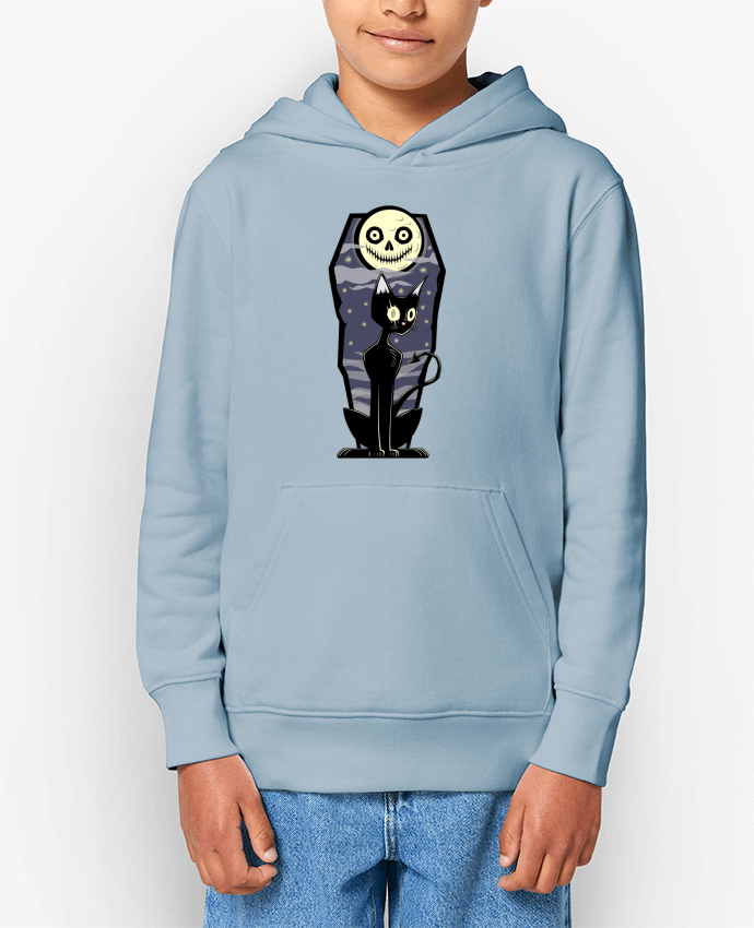 Sweatshirt à capuche écoresponsable enfant Coffin Cat Par SirCostas