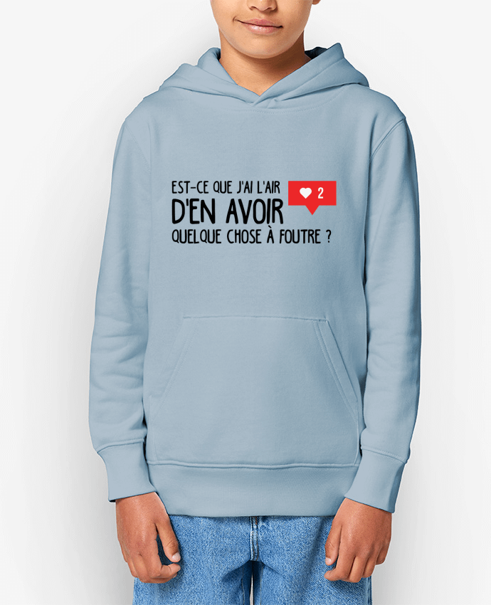 Sweatshirt à capuche écoresponsable enfant Est ce que j'ai l'air d'en avoir quelque chose à foutre ? Par tunetoo