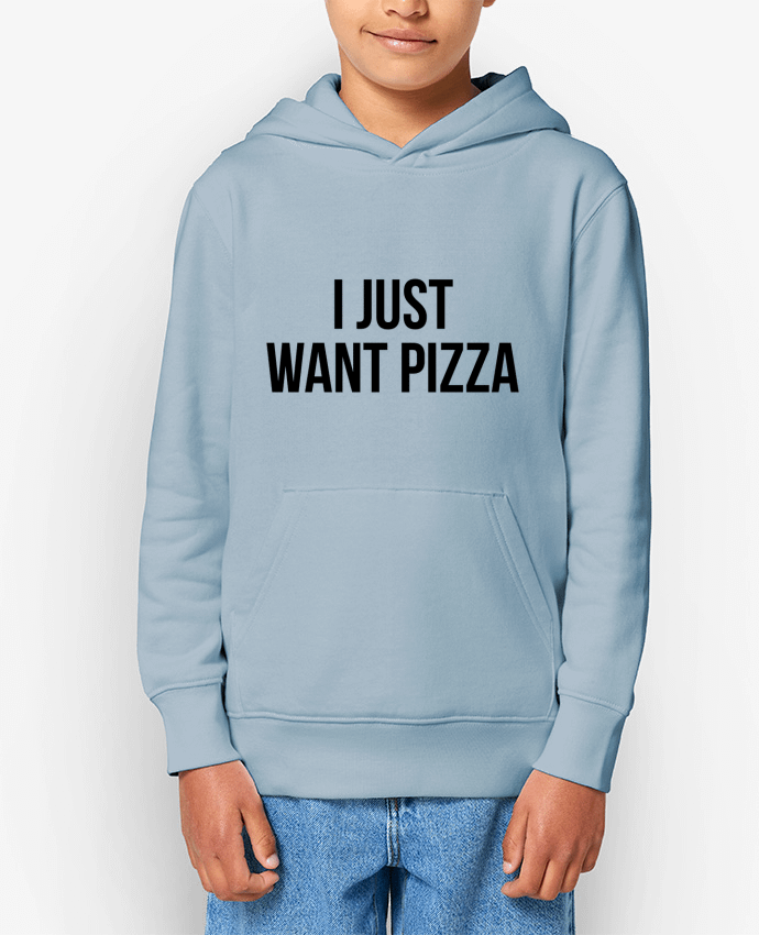 Sweatshirt à capuche écoresponsable enfant I just want pizza Par Bichette