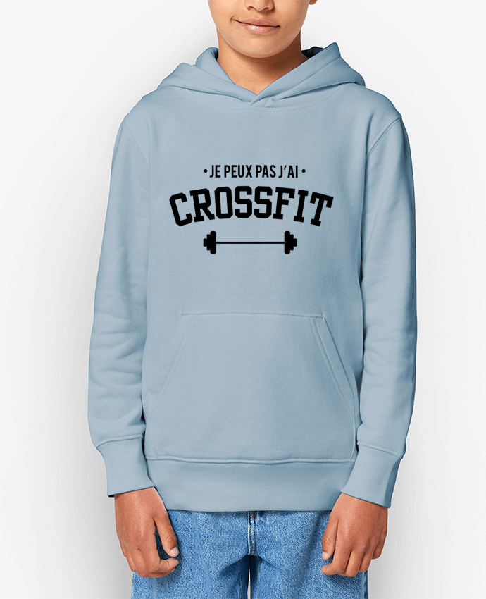 Sweatshirt à capuche écoresponsable enfant Je peux pas j'ai crossfit Par tunetoo