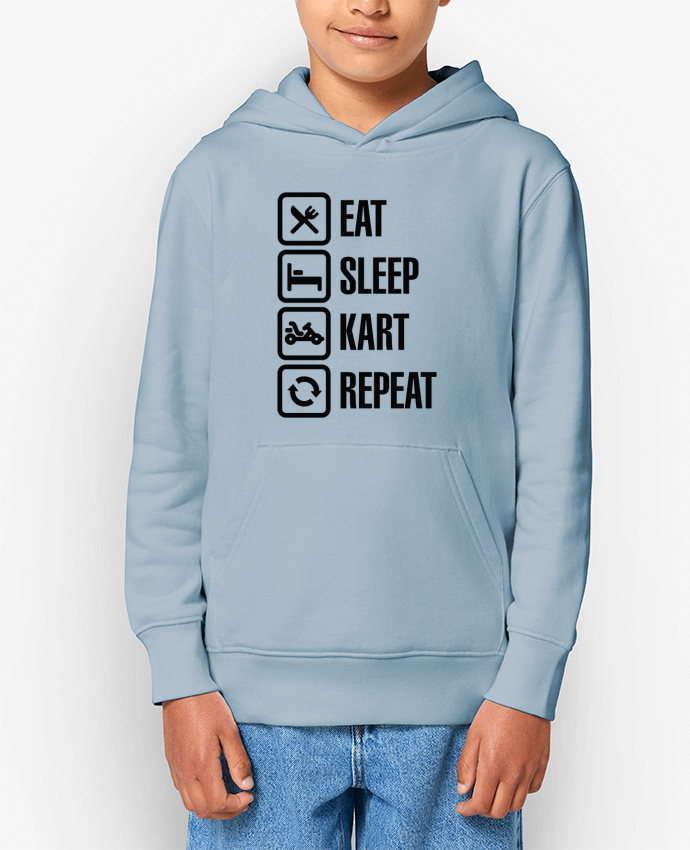 Sweatshirt à capuche écoresponsable enfant Eat, sleep, kart, repeat Par LaundryFactory
