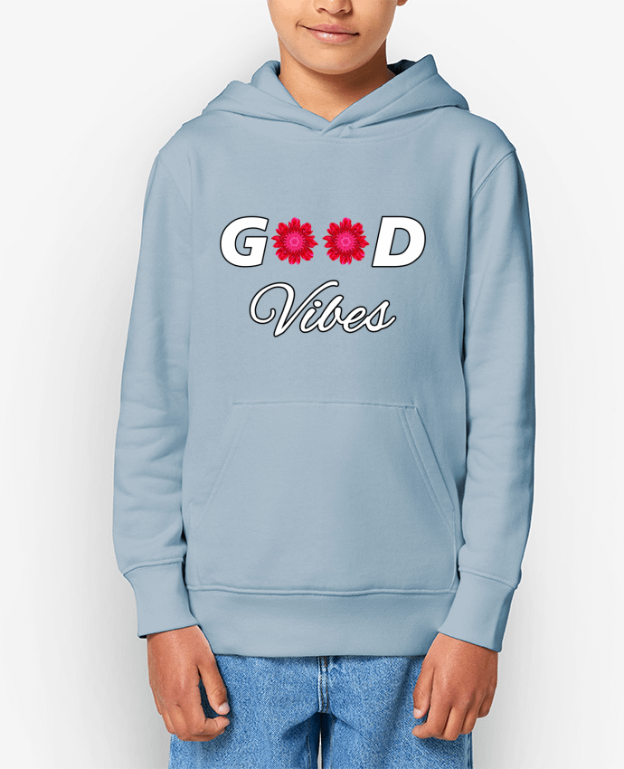 Sweat enfant Good Vibes avec Fleurs Roses et Rouges Par LV-CREATOR