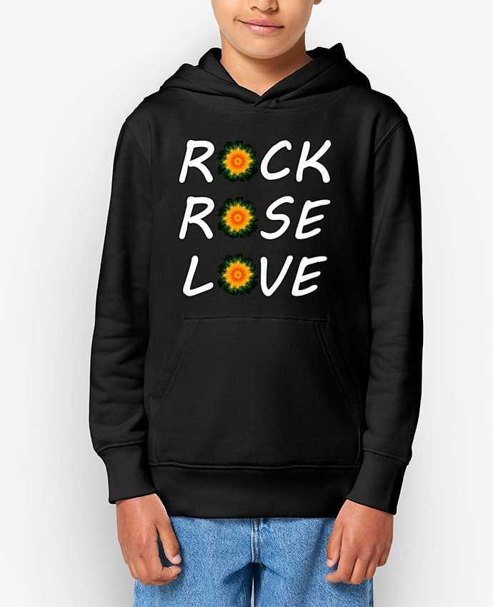 Sweat enfant Rock, Rose, Love avec fleurs Oranges et Vertes Par LV-CREATOR