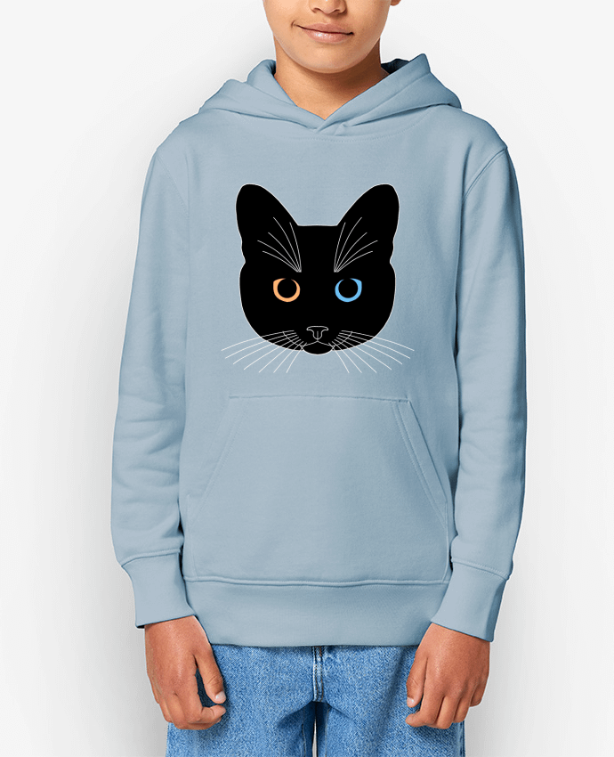 Sweat enfant Chat tête noir yeux orange bleu Par Finger L