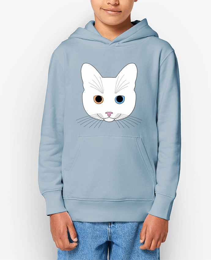Sweat enfant Chat tête blanc yeux orange bleu Par Finger L