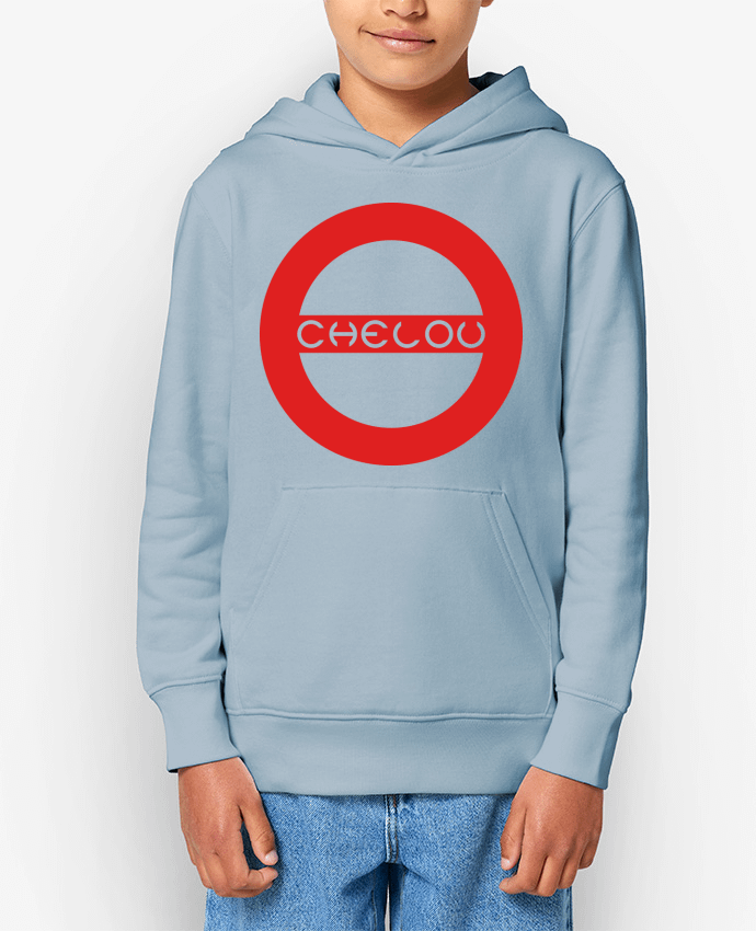 Sweatshirt à capuche écoresponsable enfant Chelou - Emblème Rouge Par Chelou