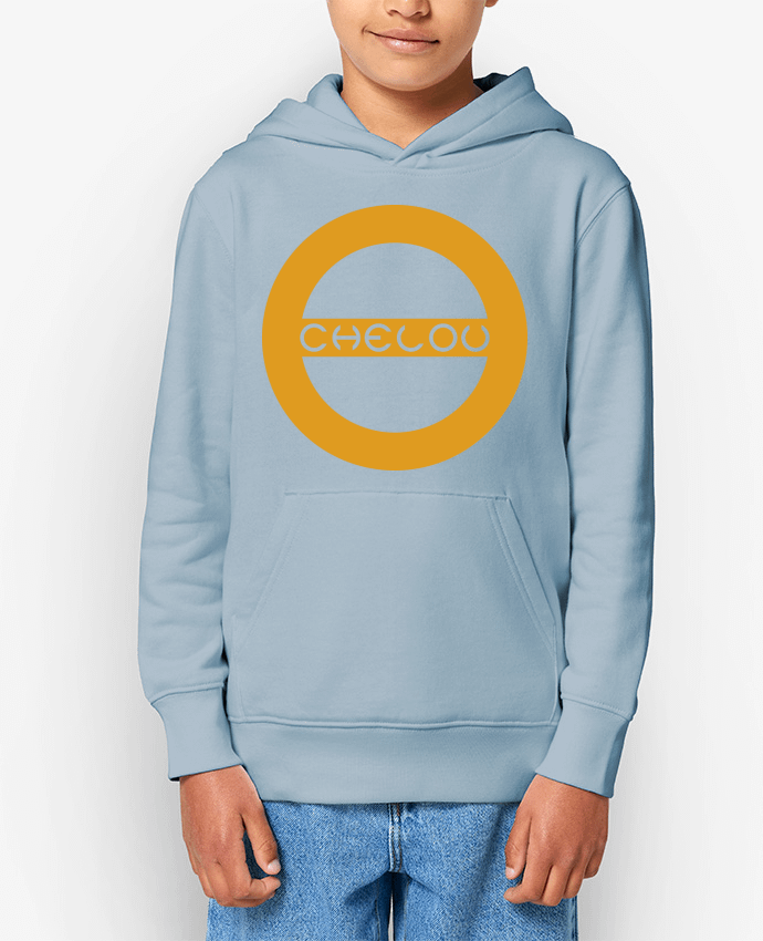 Sweatshirt à capuche écoresponsable enfant Chelou - Emblème Orange Par Chelou