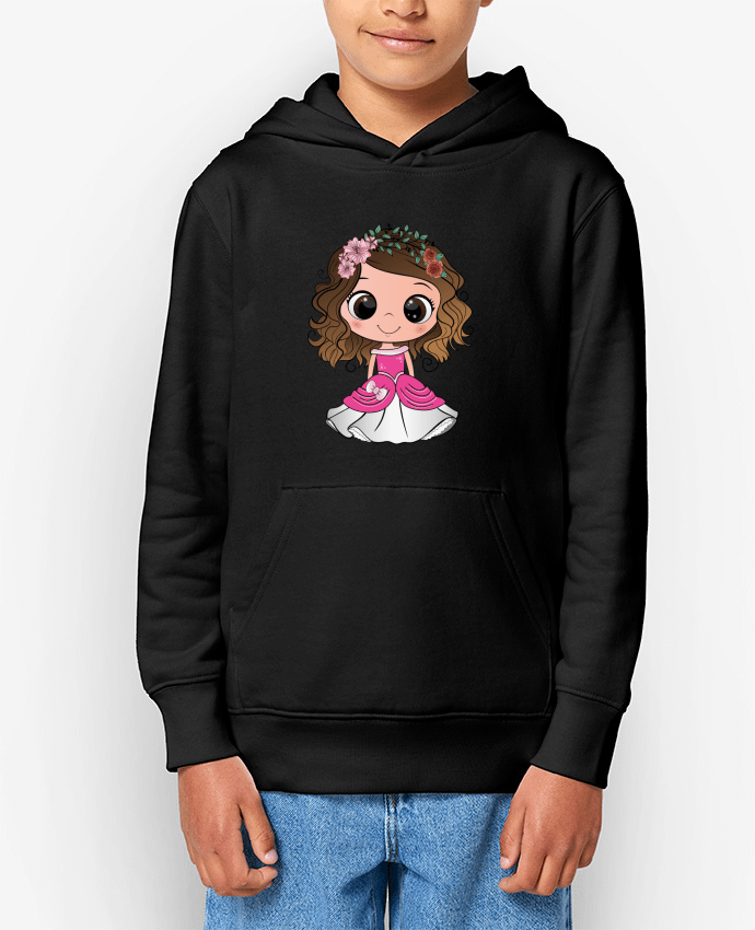 Sweat enfant Princesse brune aux yeux bruns avec une robe rose Par EmmaCreation