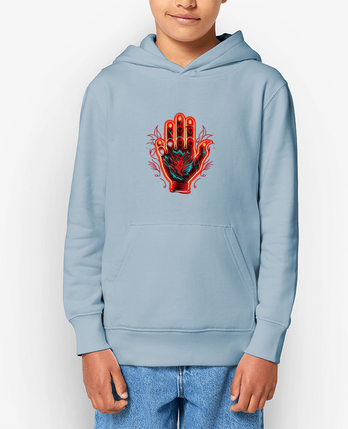 Sweatshirt à capuche écoresponsable enfant ma main c est ma vie ,je peux rien toucher et pas gouter. Par Nasa shop