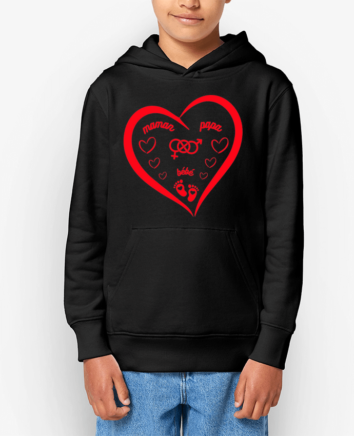 Sweat enfant NAISSANCE BEBE COEUR ROUGE DE FAMILLE MAMAN PAPA BEBE Par LIAMRIVIERART