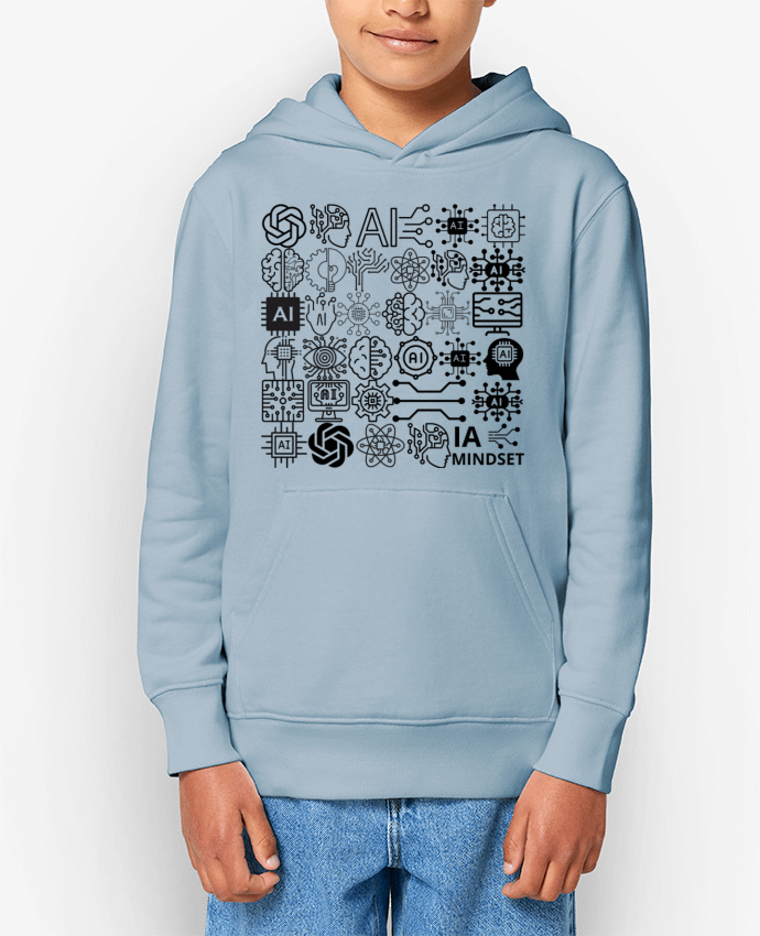 Sweat enfant INTELLIGENCE ARTIFICIELLE MOTIF NOIR ET BLANC IA MINDSET AI Par LIAMRIVIERART