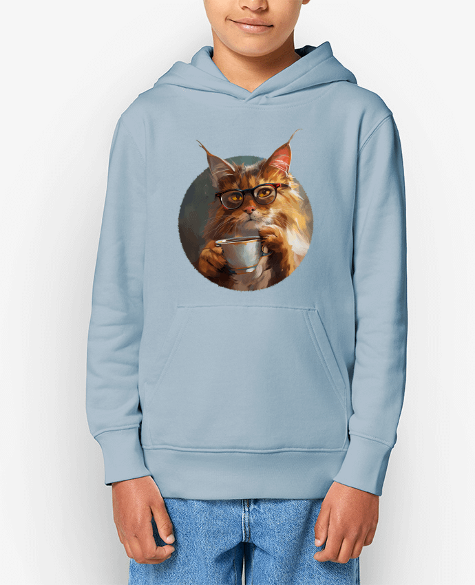 Sweat enfant Illustration de Chat avec sa tasse de café Par KronoArt
