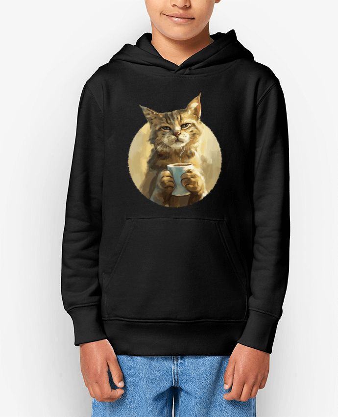 Sweat enfant Illustration de Chat avec sa tasse de café Par KronoArt