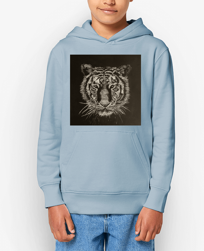 Sweat enfant Tigre à la craie carrée blanche Par Eclat animalier