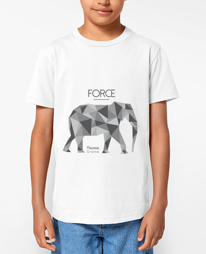 T-shirt Enfant Force elephant origami Par Mauvaise Graine