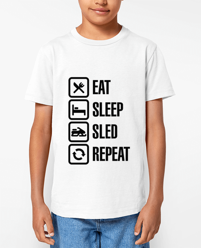T-shirt écoresponsable enfant Eat, sleep, sled, repeat Par LaundryFactory