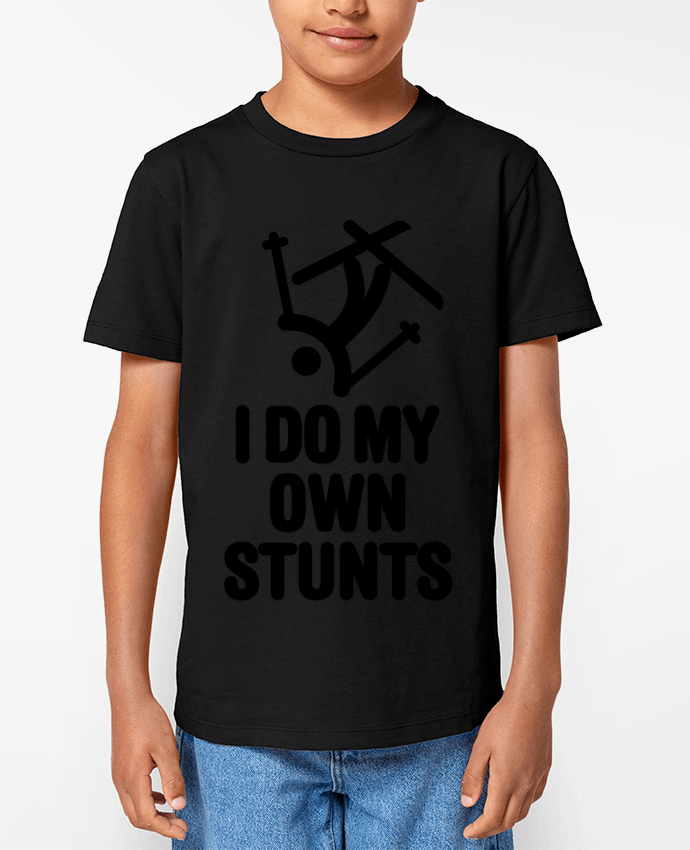 T-shirt Enfant I DO MY OWN STUNTS SKI Black Par LaundryFactory