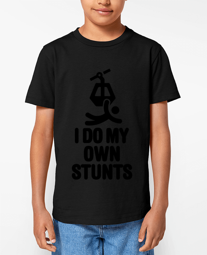 T-shirt Enfant I DO MY OWN STUNTS TELESKI Black Par LaundryFactory