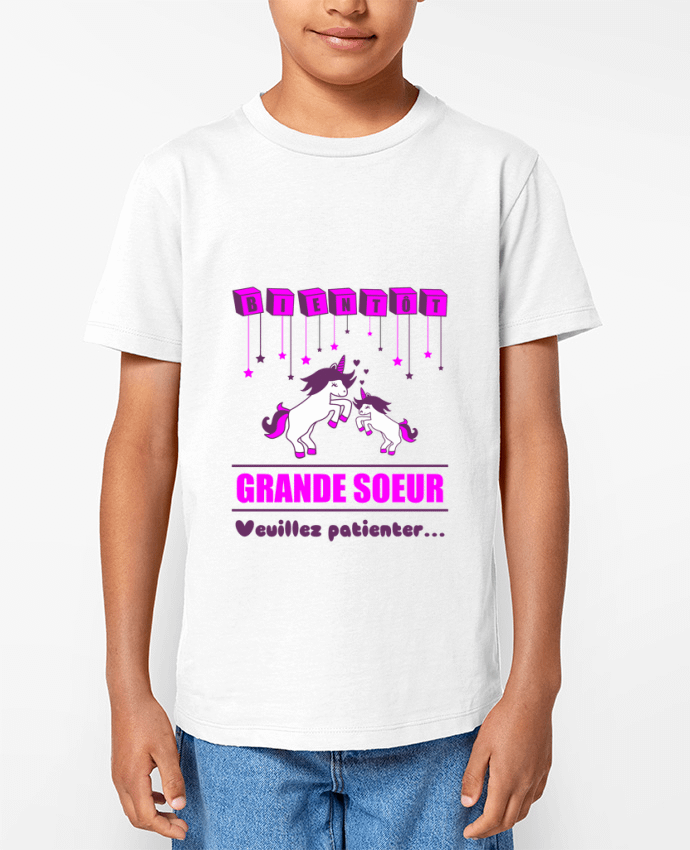 T-shirt Enfant Bientôt Grande Soeur, licorne Par Benichan