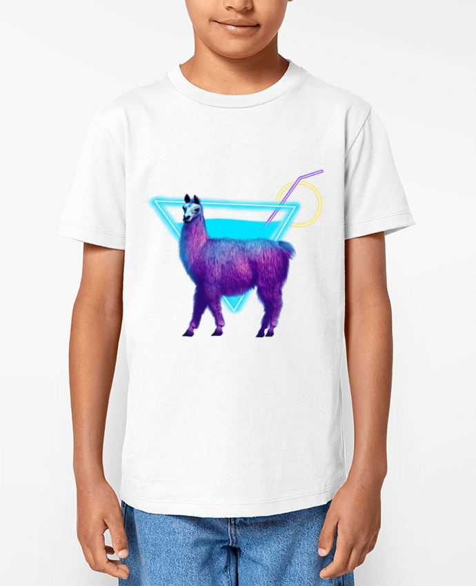 T-shirt Enfant Alpaga synthwave Par Morin BLANC