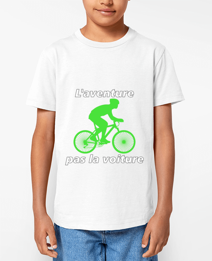 T-shirt Enfant L'aventure pas la voiture avec vélo vert Par LV-CREATOR