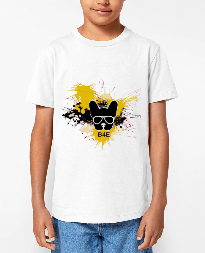 T-shirt Enfant Bouledogue Français jaune peinture Par Toncadeauperso
