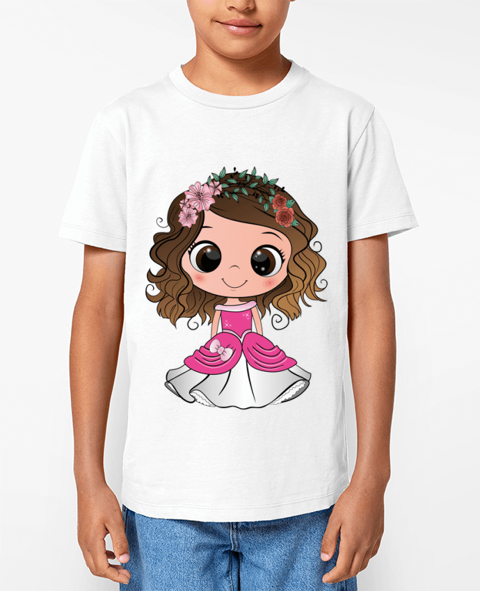 T-shirt Enfant Princesse brune aux yeux bruns avec une robe rose Par EmmaCreation
