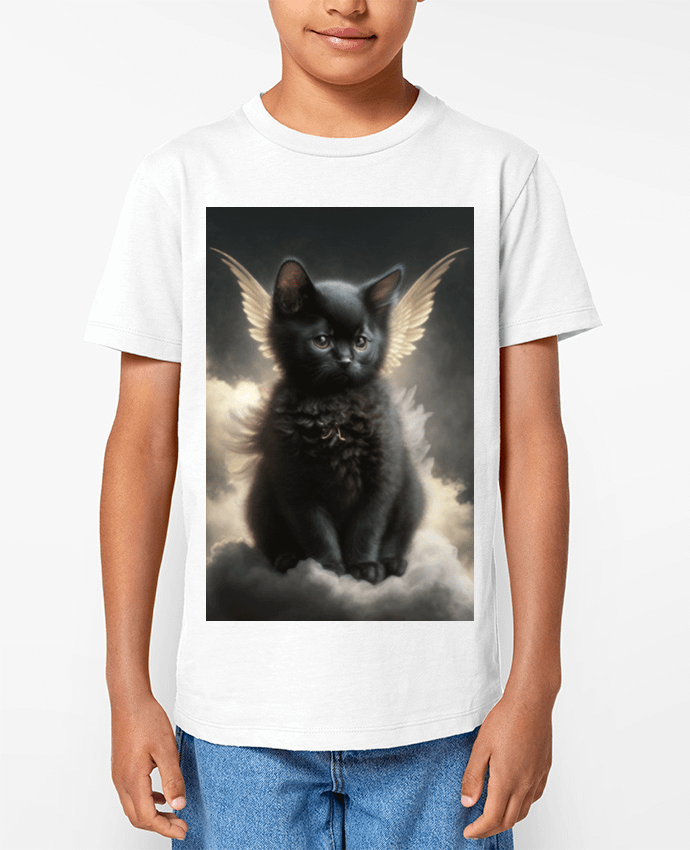 T-shirt Enfant Chat Noir Ange Par NewDesignPhoto