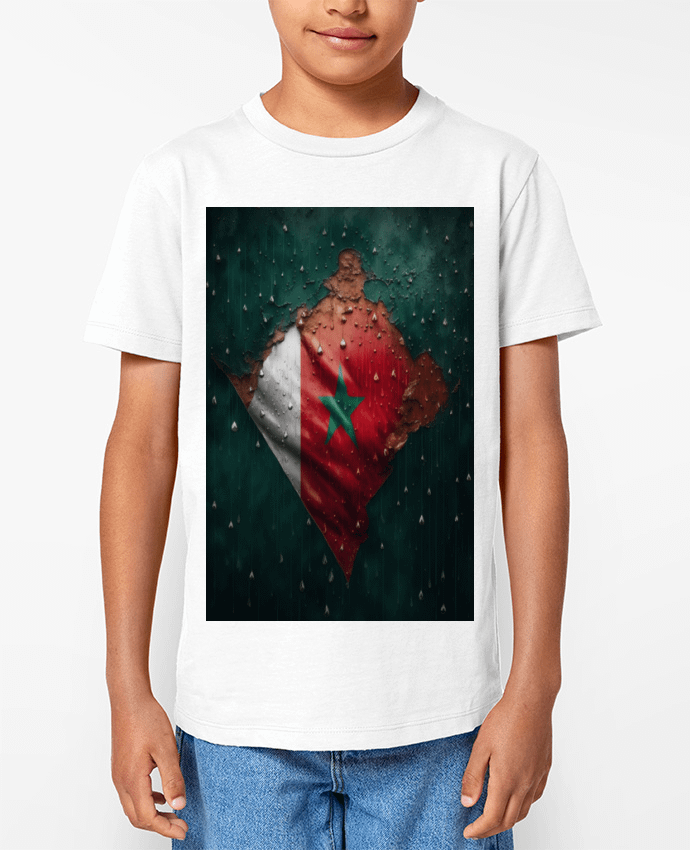 T-shirt Enfant Drapeau Maroc sous la Pluie Par NewDesignPhoto