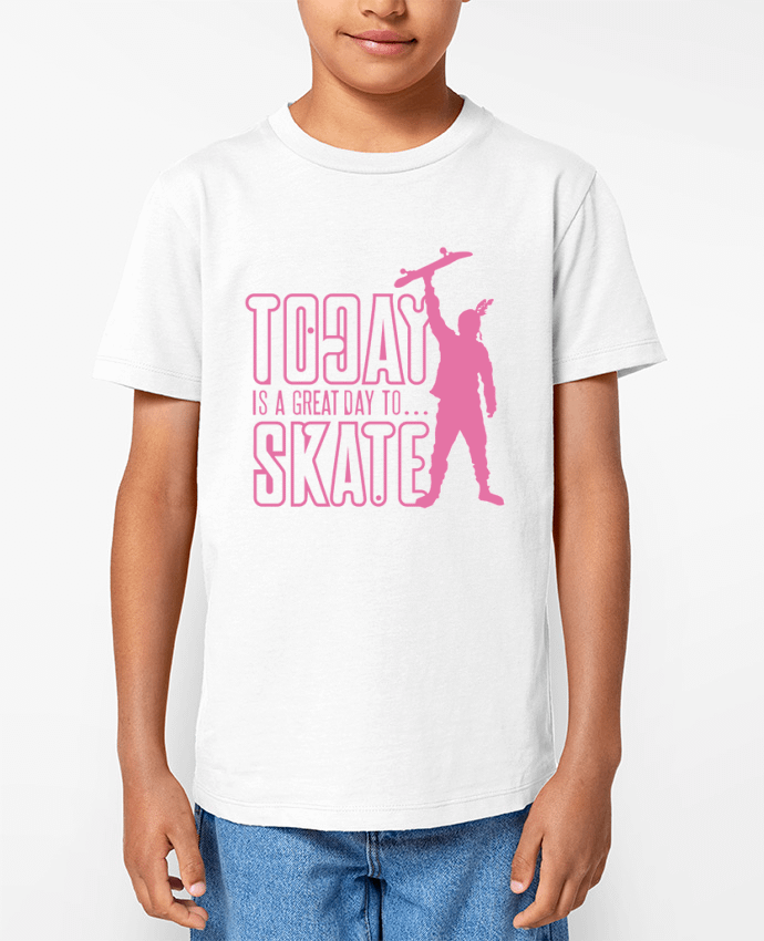 T-shirt Enfant Today is a Great Day to Skate - Pink Par Geronimo Gorilla SylverBack