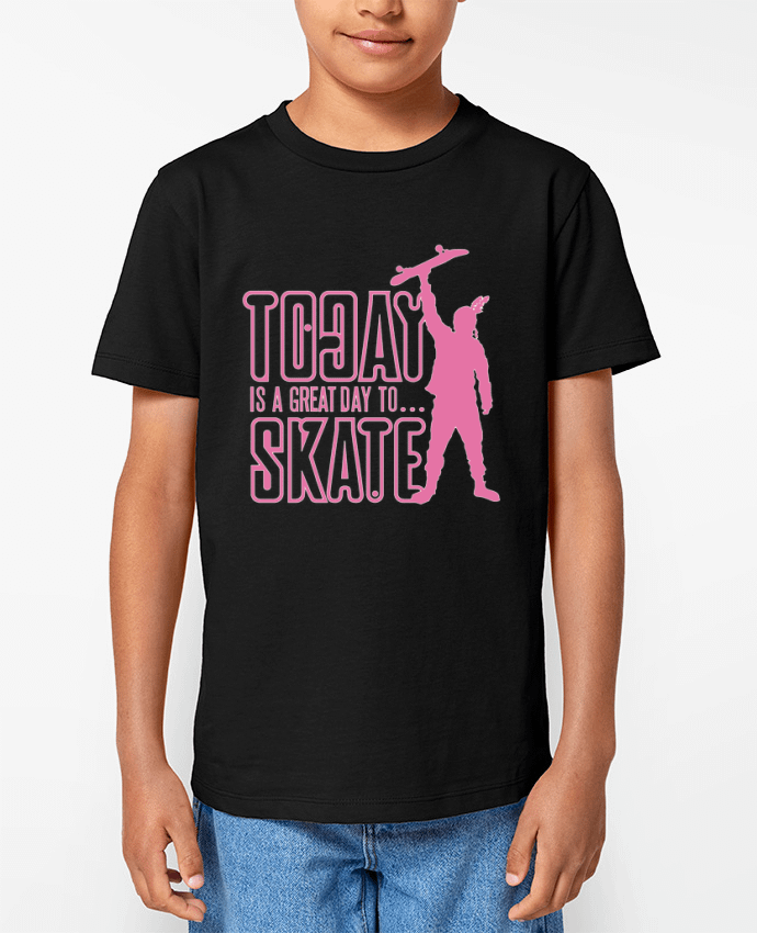 T-shirt Enfant Today is a Great Day to Skate - Pink Par Geronimo Gorilla SylverBack