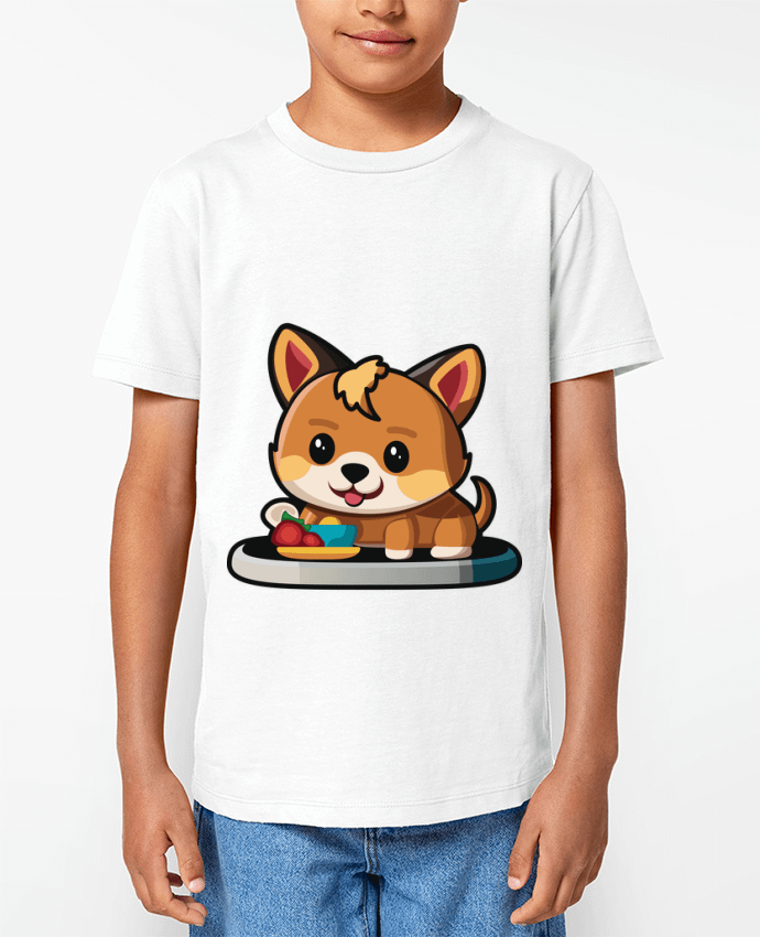 T-shirt Enfant Chiot Heureux à l'Heure du Repas Par Alvo graphiste