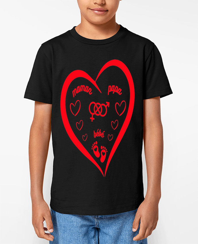 T-shirt Enfant NAISSANCE BEBE COEUR ROUGE DE FAMILLE MAMAN PAPA BEBE Par LIAMRIVIERART